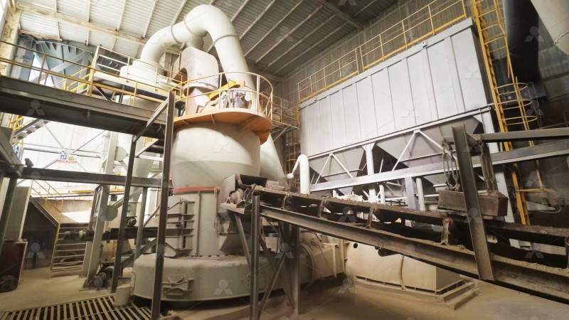 Industrial grinding mill in operation